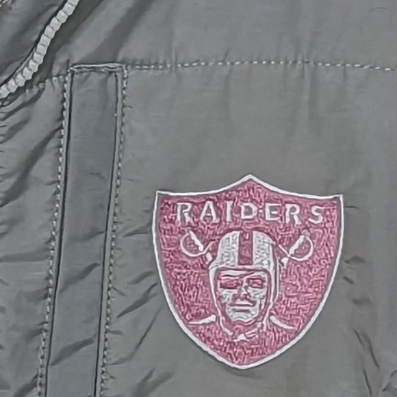 Rare Vintage Girls NFL Raider Jacket Cream & Gray w/Pink Embroidered Logos (L) - Picture 6 of 7